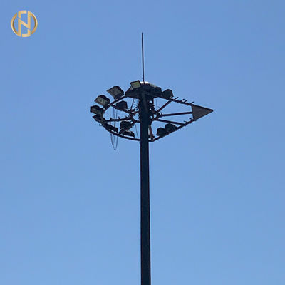 হট ডিপ গ্যালভানাইজড বন্যার হালকা খুঁটি 60FT 65FT 70FT ডডকাগন ফিক্সড প্রকার