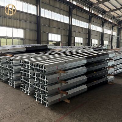 কেনা 30-40FT 12-18M অষ্টভুজ স্টিল পাওয়ার পোল, Q355 ASTM A572 HDG বিতরণ ইউটিলিটি টাওয়ার, মাল্টি-সেকশন স্লিপ জয়েন্ট, বিটুমেন বেস online manufacture
