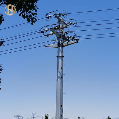 কেনা ইস্পাত বৈদ্যুতিক মেটাল পাওয়ার ট্রান্সমিশন পোল 69KV 90FT Q460C online manufacture