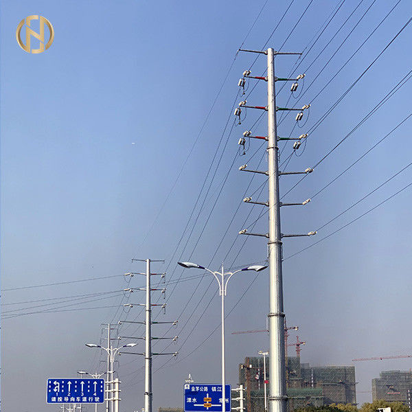 110KV 138 কেভি এইচডিজি পাওয়ার ট্রান্সমিশন লাইনের জন্য গ্যালভানাইজড বৈদ্যুতিক পাওয়ার পোস্ট