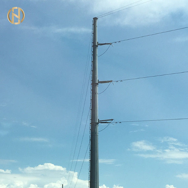 21M 69KV গ্যালভানাইজড পাওয়ার পোল গ্যালভানাইজড স্টিল পোস্ট বায়ু প্রতিরোধী