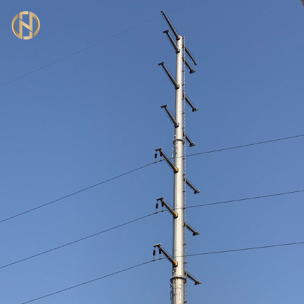 একক সার্কিট ইস্পাত বৈদ্যুতিক মেরু 230KV 125FT এএসটিএম 572 জিআর 6515 মি - 30 মি উচ্চতা