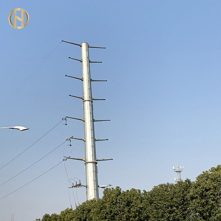 11kv পাওয়ার ডিস্ট্রিবিউশনের জন্য 9M গ্যালভানাইজড মেটাল স্টিল ইউটিলিটি পোল 350daN 200daN