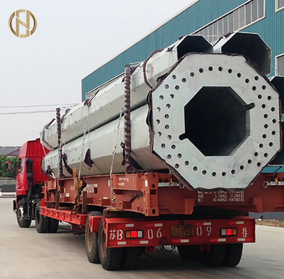 ১০০ ফুট ১২০ ফুট টেলিকম খুঁটি ASTM A572 GR65 স্টিল হট ডিপ গ্যালভানাইজড
